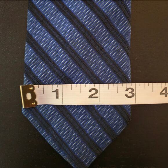 Vintage Christian Dior Jeune Homme Silk Tie Blue Diagonal Stripes USA Made - Picture 5 of 6